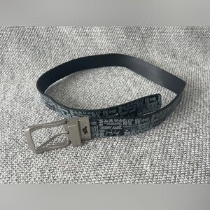 Tony Hawk Black and SilverBonded Leather Belt with Embossed Design